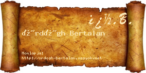 Ördögh Bertalan névjegykártya